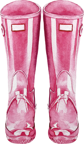 Pink Rain Boots Watercolor Illustration